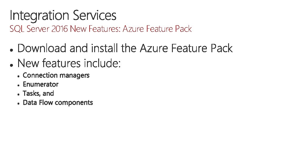 SQL Server 2016 New Features: Azure Feature Pack 