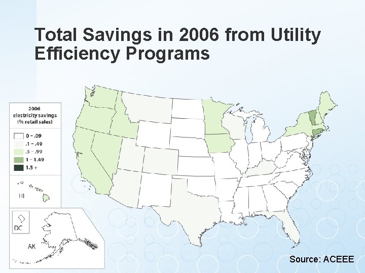 Total Savings in 2006 from Utility Efficiency Programs Source: ACEEE 