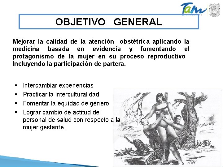 OBJETIVO GENERAL Mejorar la calidad de la atención obstétrica aplicando la L medicina basada OBJETIVO GENERAL Mejorar la calidad de la atención obstétrica aplicando la L medicina basada