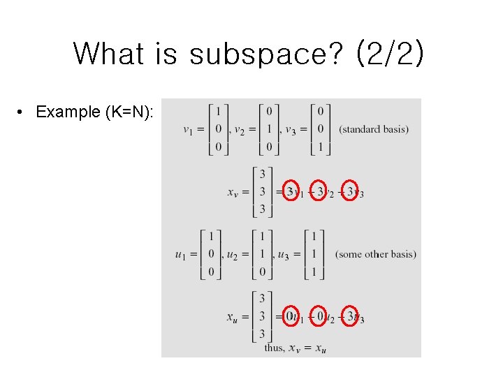 What is subspace? (2/2) • Example (K=N): 