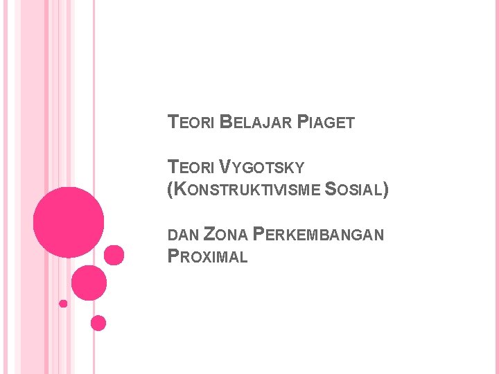 TEORI BELAJAR PIAGET TEORI VYGOTSKY (KONSTRUKTIVISME SOSIAL) DAN ZONA PERKEMBANGAN PROXIMAL 