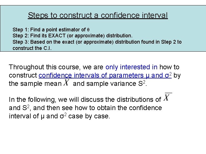 Steps to construct a confidence interval Step 1: Find a point estimator of θ