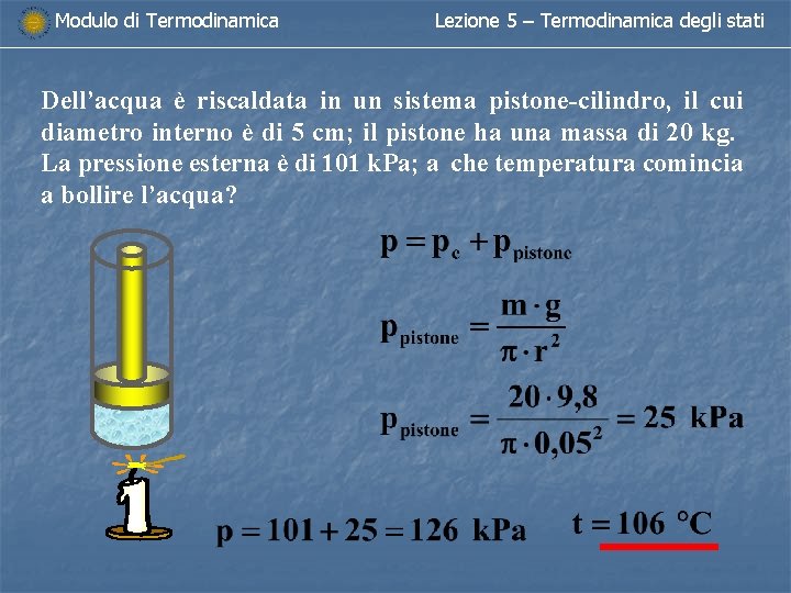 Modulo di Termodinamica Lezione 5 – Termodinamica degli stati Dell’acqua è riscaldata in un Modulo di Termodinamica Lezione 5 – Termodinamica degli stati Dell’acqua è riscaldata in un