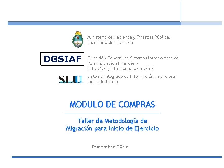 Ministerio de Hacienda y Finanzas Públicas Secretaría de Hacienda DGSIAF Dirección General de Sistemas