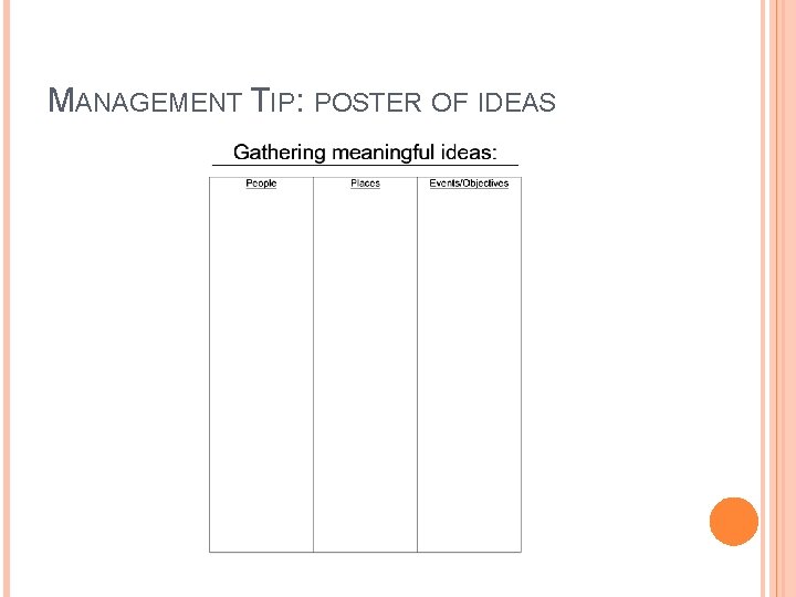 MANAGEMENT TIP: POSTER OF IDEAS MANAGEMENT TIP: POSTER OF IDEAS