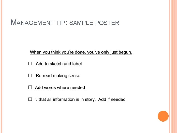 MANAGEMENT TIP: SAMPLE POSTER 