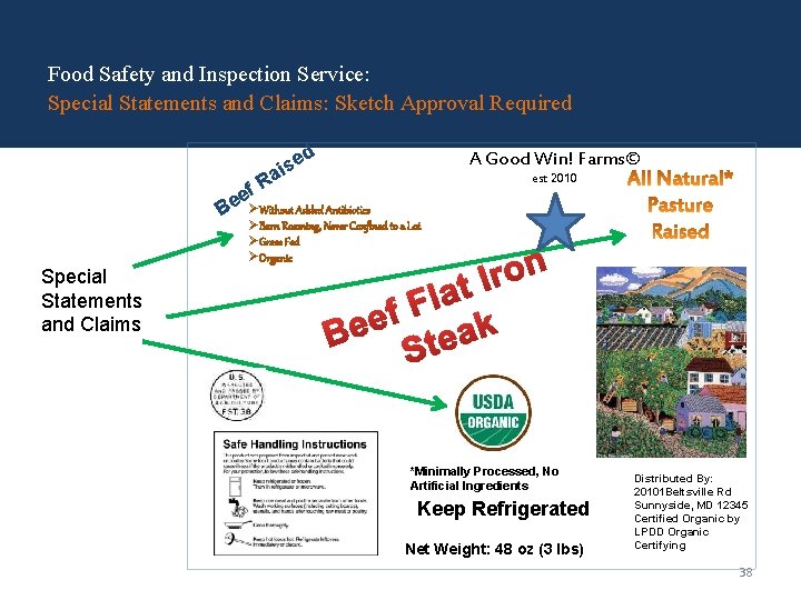 Food Safety and Inspection Service: Special Statements and Claims: Sketch Approval Required ef Be