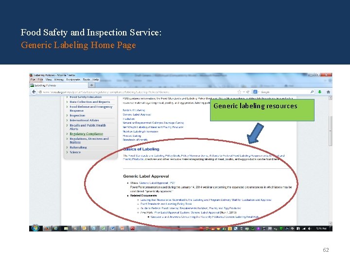 Food Safety and Inspection Service: Generic Labeling Home Page Generic labeling resources 62 