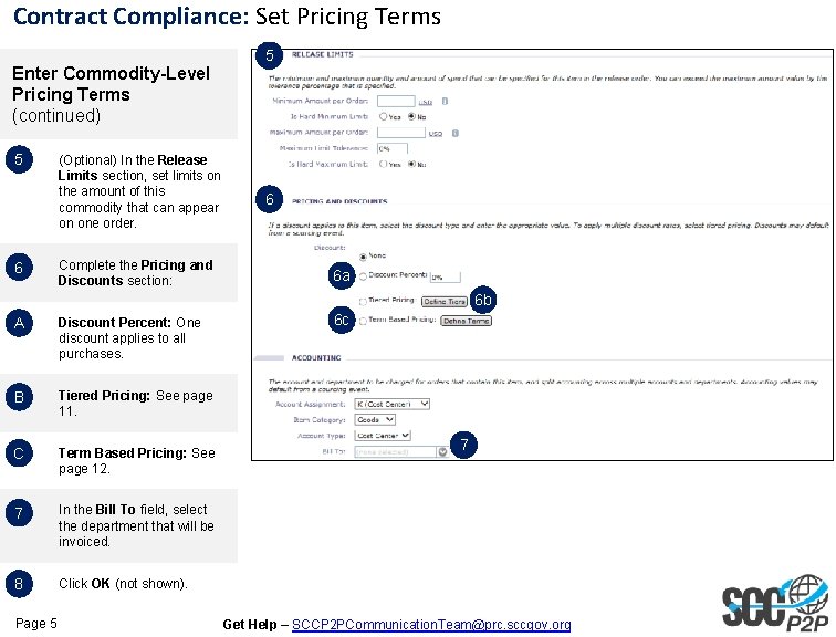 Contract Compliance: Set Pricing Terms Enter Commodity-Level Pricing Terms (continued) 5 6 (Optional) In