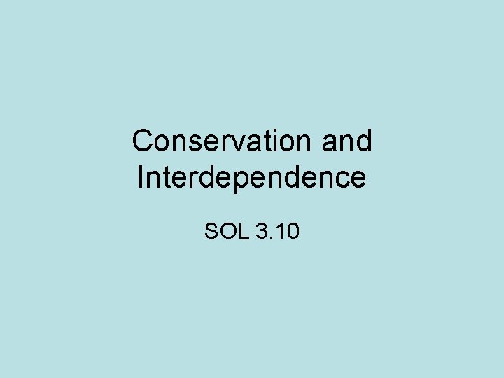 Conservation and Interdependence SOL 3. 10 