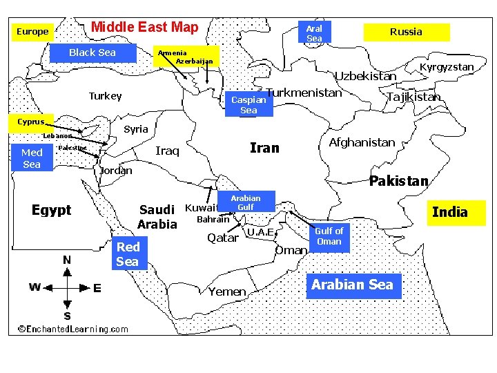 Middle East Map Europe Black Sea Aral Sea Armenia Azerbaijan Lebanon Med Sea Caspian