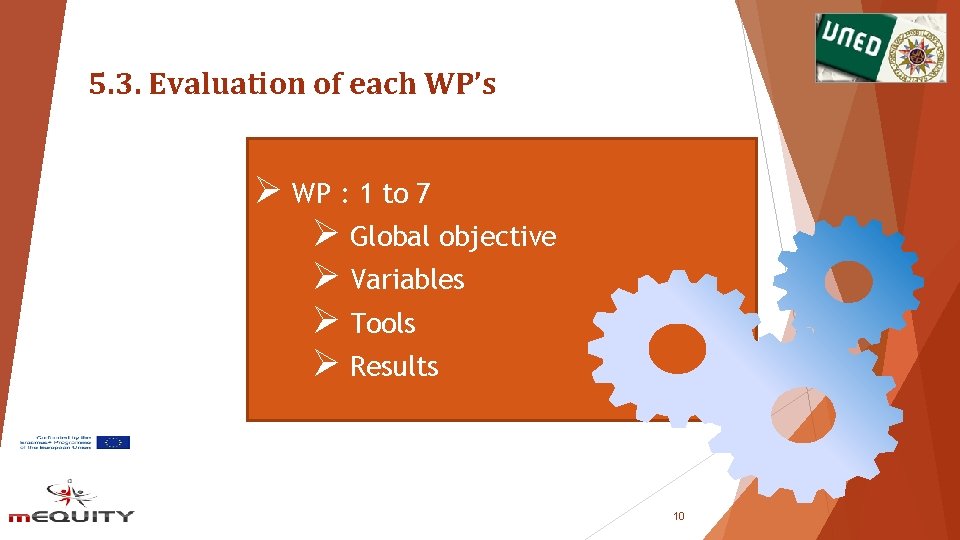 5. 3. Evaluation of each WP’s Ø WP : 1 to 7 Ø Global 5. 3. Evaluation of each WP’s Ø WP : 1 to 7 Ø Global