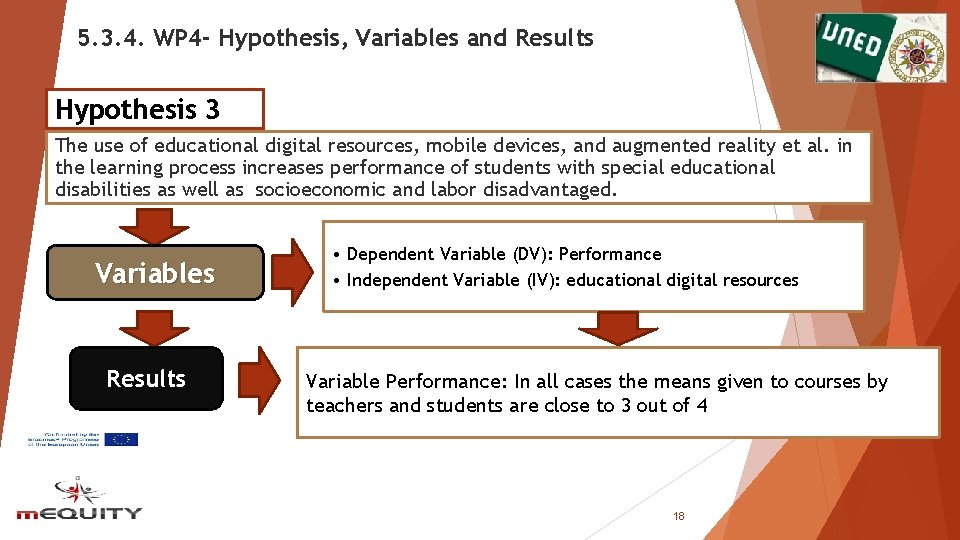 5. 3. 4. WP 4 - Hypothesis, Variables and Results Hypothesis 3 The use 5. 3. 4. WP 4 - Hypothesis, Variables and Results Hypothesis 3 The use