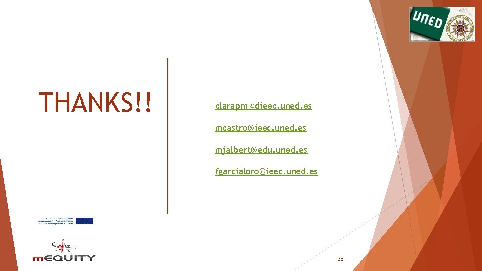 THANKS!! clarapm@dieec. uned. es mcastro@ieec. uned. es mjalbert@edu. uned. es fgarcialoro@ieec. uned. es 28 THANKS!! clarapm@dieec. uned. es mcastro@ieec. uned. es mjalbert@edu. uned. es fgarcialoro@ieec. uned. es 28