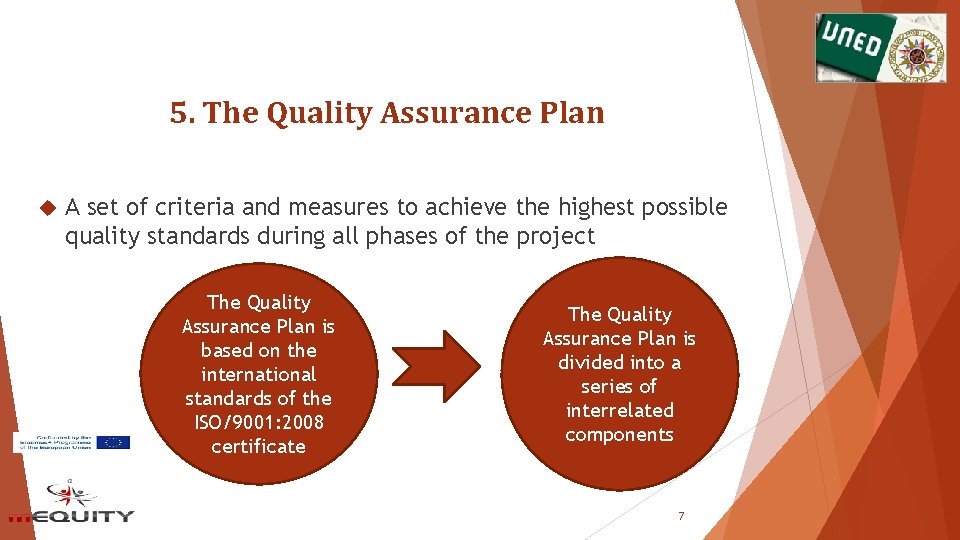 5. The Quality Assurance Plan A set of criteria and measures to achieve the 5. The Quality Assurance Plan A set of criteria and measures to achieve the