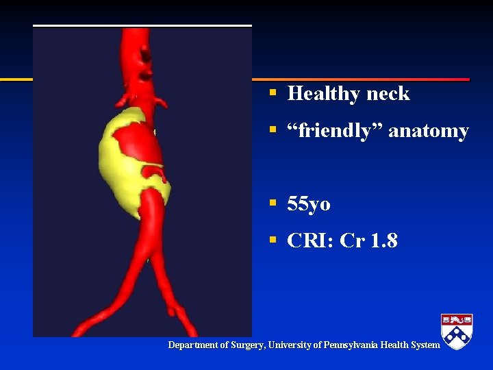 § Healthy neck § “friendly” anatomy § 55 yo § CRI: Cr 1. 8