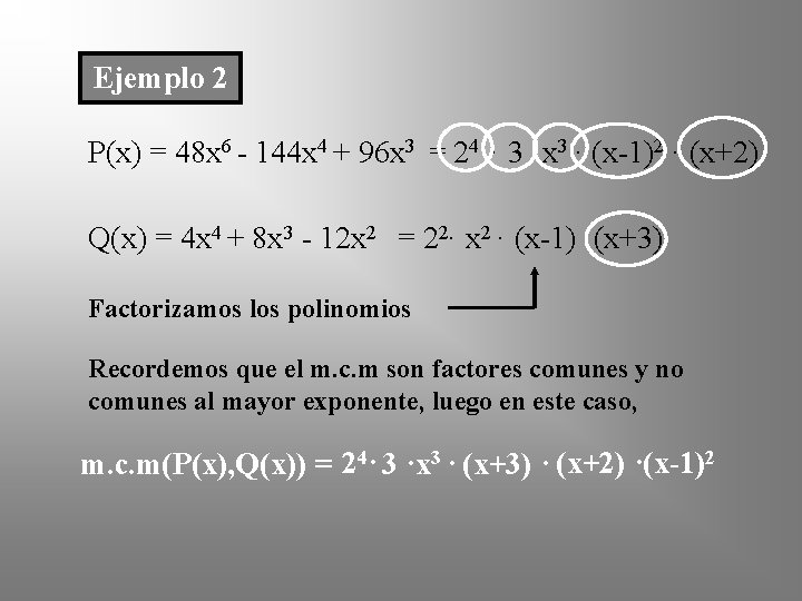 Ejemplo 2 P(x) = 48 x 6 - 144 x 4 + 96 x Ejemplo 2 P(x) = 48 x 6 - 144 x 4 + 96 x