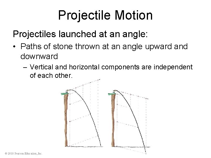 Projectile Motion Projectiles launched at an angle: • Paths of stone thrown at an