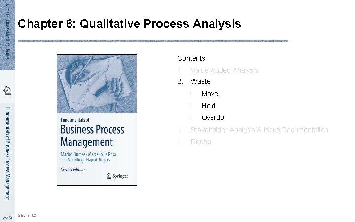 Chapter 6: Qualitative Process Analysis Contents SEITE 12 1. Value-Added Analysis 2. Waste 1.