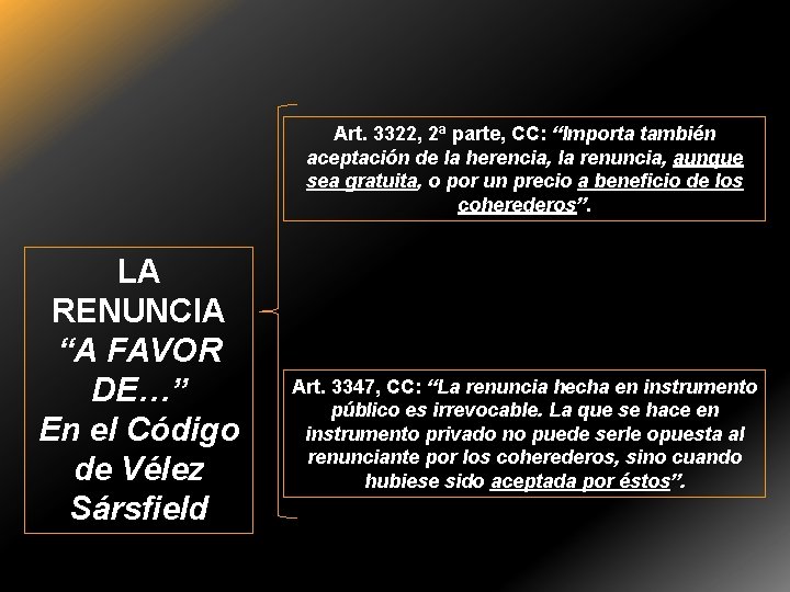 Art. 3322, 2ª parte, CC: “Importa también aceptación de la herencia, la renuncia, aunque