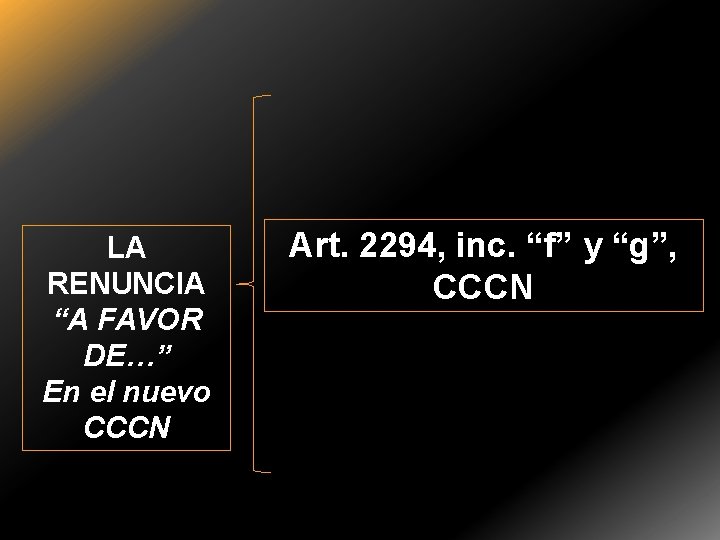 LA RENUNCIA “A FAVOR DE…” En el nuevo CCCN Art. 2294, inc. “f” y