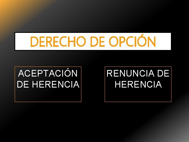 DERECHO DE OPCIÓN ACEPTACIÓN DE HERENCIA RENUNCIA DE HERENCIA 