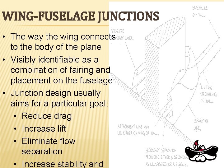 WING-FUSELAGE JUNCTIONS • The way the wing connects to the body of the plane
