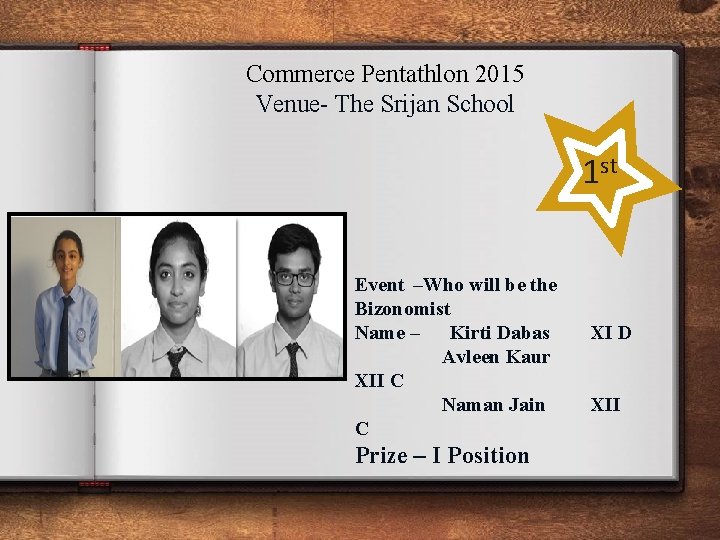 Commerce Pentathlon 2015 Venue- The Srijan School 1 st Event –Who will be the
