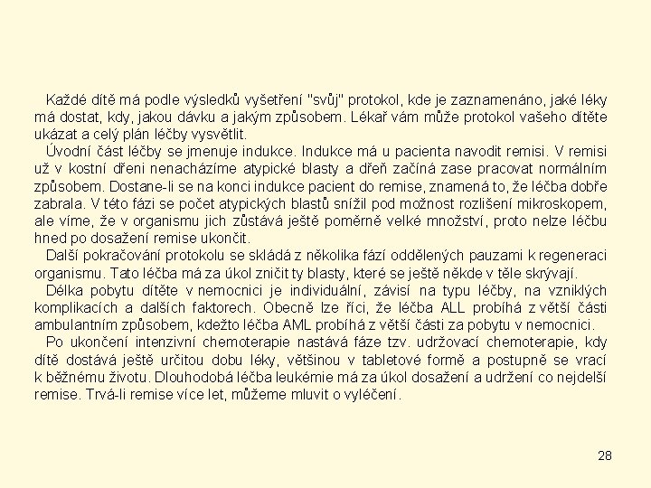 Každé dítě má podle výsledků vyšetření "svůj" protokol, kde je zaznamenáno, jaké léky má