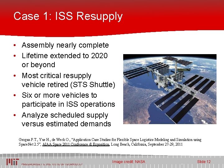 Case 1: ISS Resupply • Assembly nearly complete • Lifetime extended to 2020 or