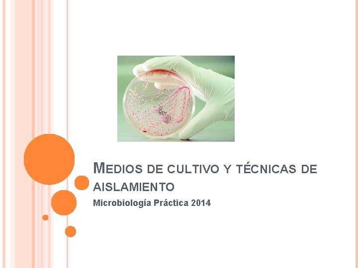 MEDIOS DE CULTIVO Y TÉCNICAS DE AISLAMIENTO Microbiología Práctica 2014 