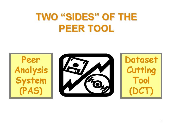 TWO “SIDES” OF THE PEER TOOL Peer Analysis System (PAS) Dataset Cutting Tool (DCT)