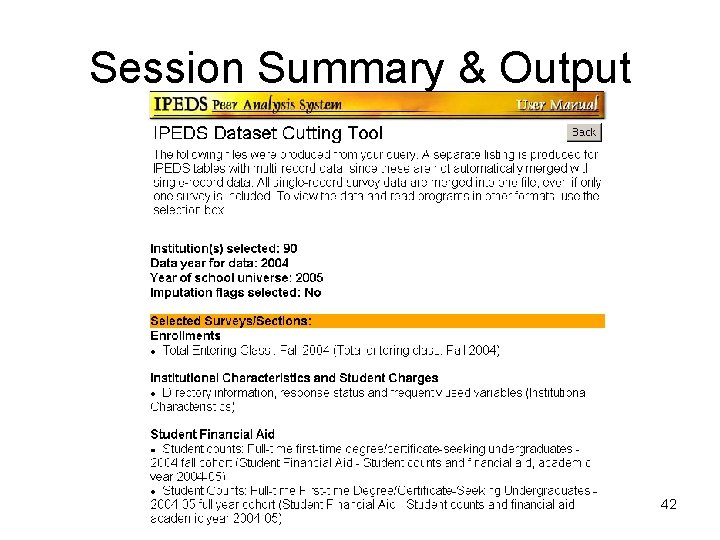Session Summary & Output 42 