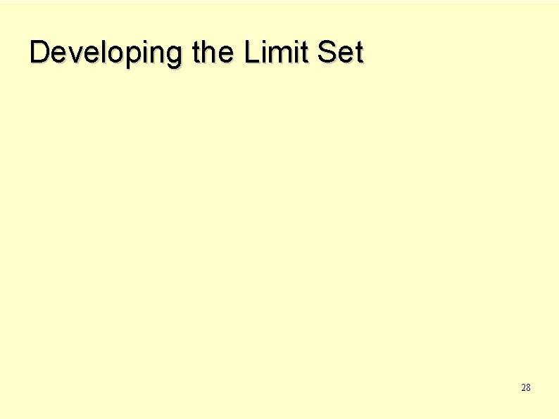 Developing the Limit Set 28 