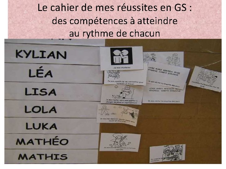 Le cahier de mes réussites en GS : des compétences à atteindre au rythme