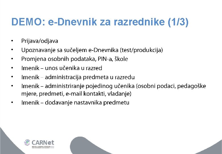 DEMO: e-Dnevnik za razrednike (1/3) • • 