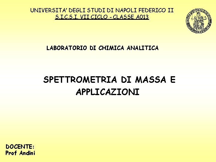 UNIVERSITA’ DEGLI STUDI DI NAPOLI FEDERICO II S. I. C. S. I. VII CICLO