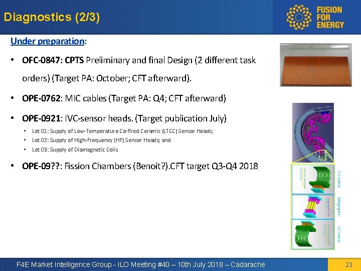 Diagnostics (2/3) Under preparation: • OFC-0847: CPTS Preliminary and final Design (2 different task