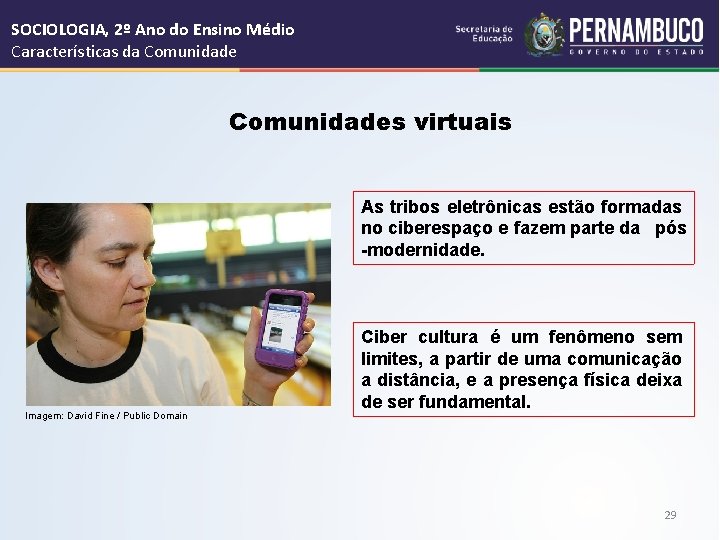 SOCIOLOGIA, 2º Ano do Ensino Médio Características da Comunidades virtuais As tribos eletrônicas estão