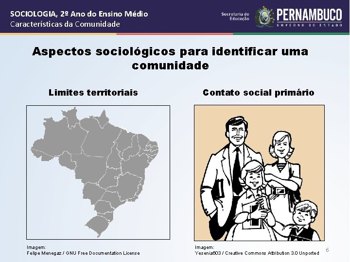 SOCIOLOGIA, 2º Ano do Ensino Médio Características da Comunidade Aspectos sociológicos para identificar uma