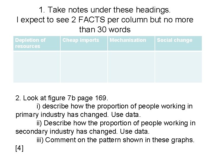 1. Take notes under these headings. I expect to see 2 FACTS per column 1. Take notes under these headings. I expect to see 2 FACTS per column