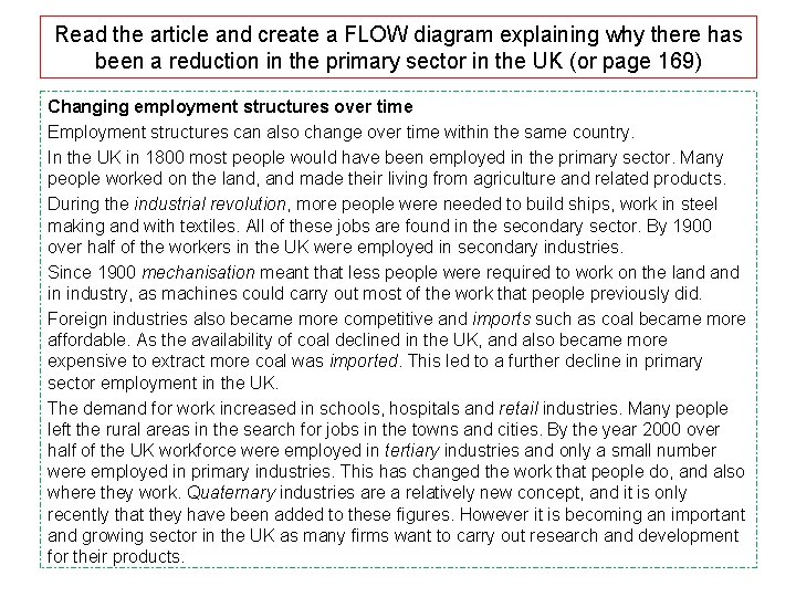 Read the article and create a FLOW diagram explaining why there has been a Read the article and create a FLOW diagram explaining why there has been a