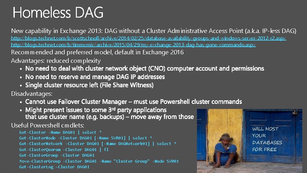 New capability in Exchange 2013: DAG without a Cluster Administrative Access Point (a. k.