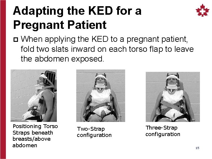 Adapting the KED for a Pregnant Patient p When applying the KED to a