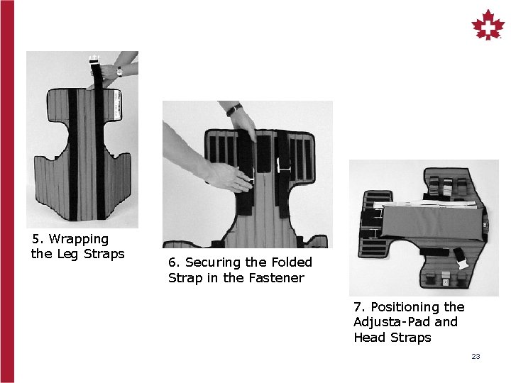 5. Wrapping the Leg Straps 6. Securing the Folded Strap in the Fastener 7.