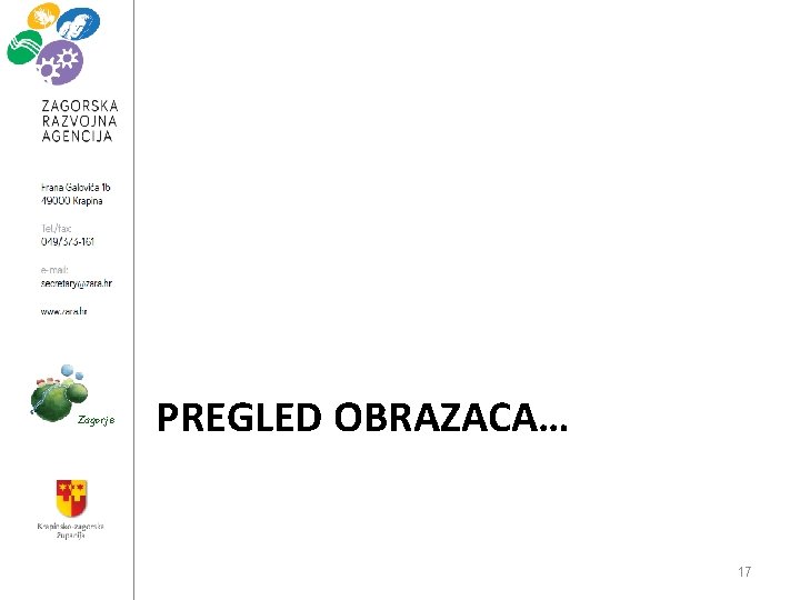 Zagorje PREGLED OBRAZACA… 17 Zagorje PREGLED OBRAZACA… 17