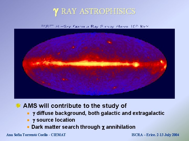 g RAY ASTROPHISICS AMS will contribute to the study of g diffuse background, both g RAY ASTROPHISICS AMS will contribute to the study of g diffuse background, both