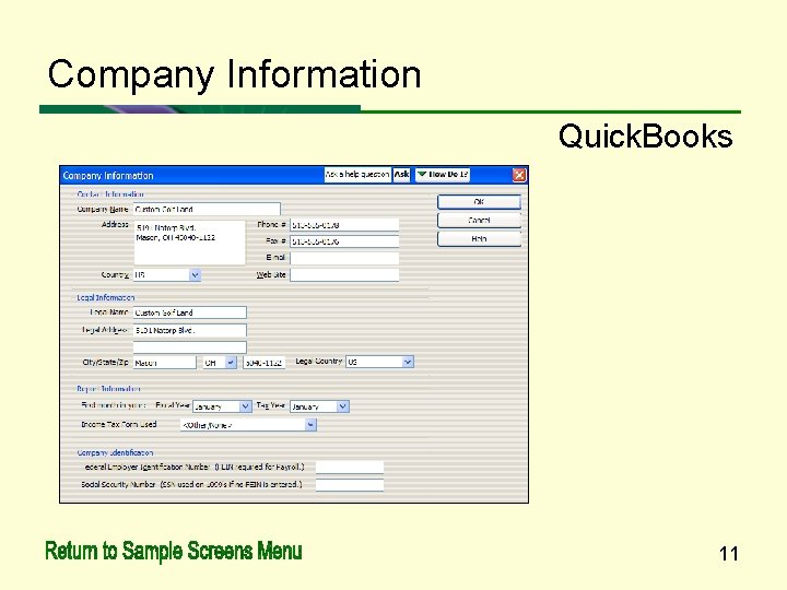 Company Information Quick. Books 11 