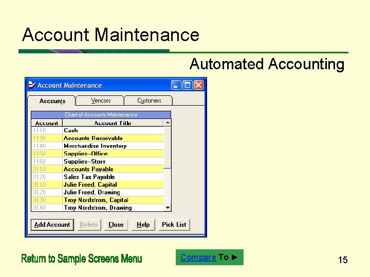 Account Maintenance Automated Accounting Compare To ► 15 