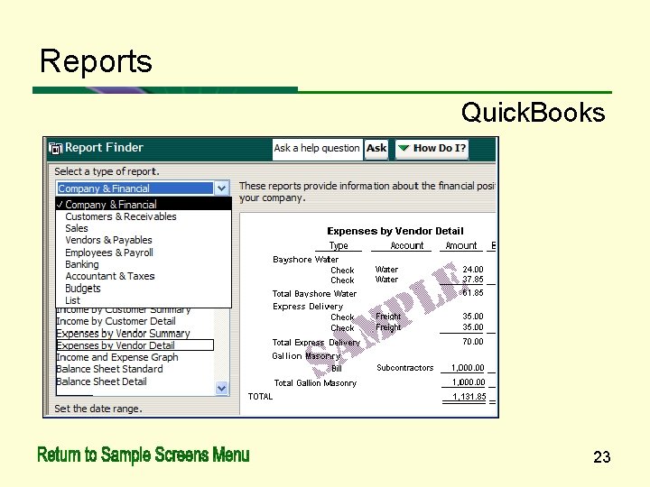 Reports Quick. Books 23 